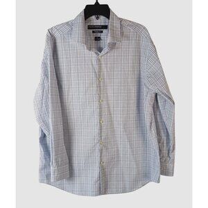 Perry Ellis Portfolio Wrinkle Free Shirt 16.5 32/33 Blue Check